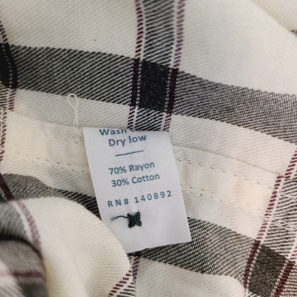 Marine Layer Shirt M Black White Plaid Button-Front Collared Long Sleeve Top - Picture 7 of 7